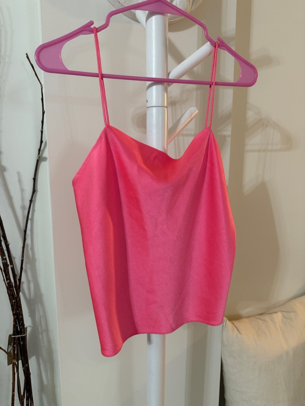 Alice + Olivia Harmon Slip Tank Pink Satin | Chic Date Night Going out Top - Picture 10 of 13
